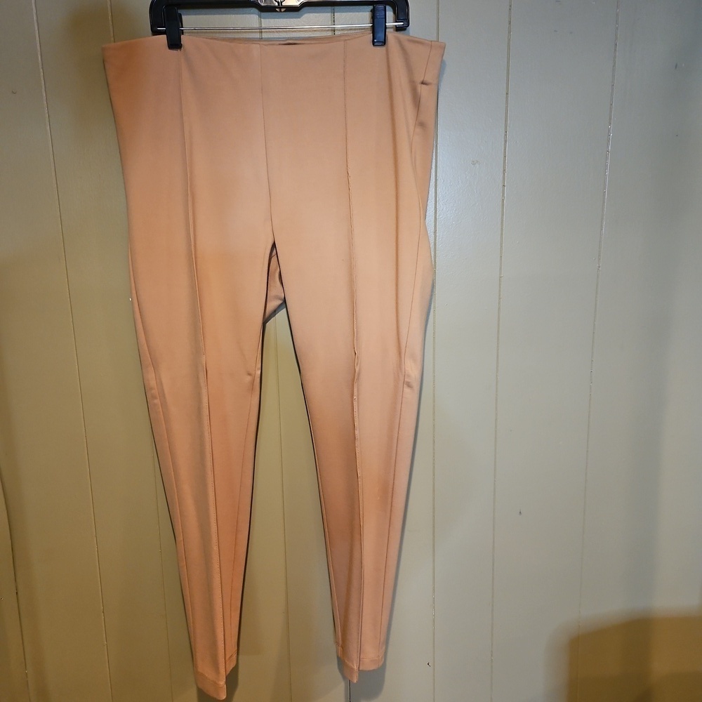 Zac & Rachel Stretchy Straight-Leg Pull-On Pants - Plus-Size XL in Beige